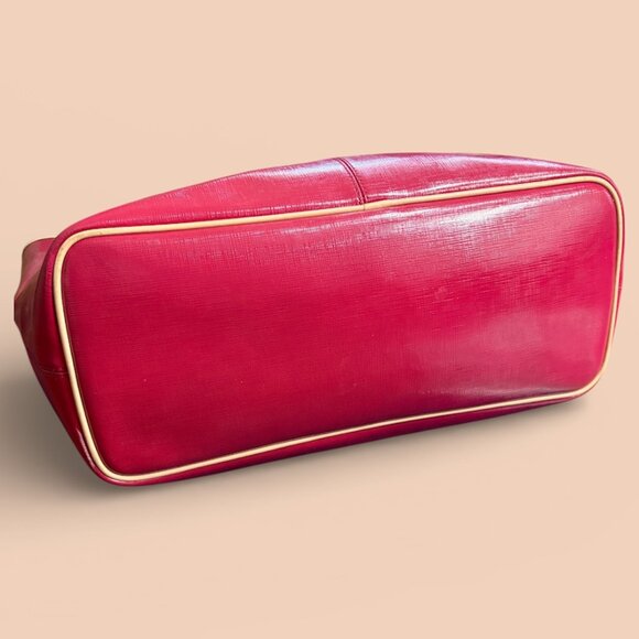 COACH RED TOTE WITH CHERRY BAG CHARM AND SCARF - Picture 6 of 8